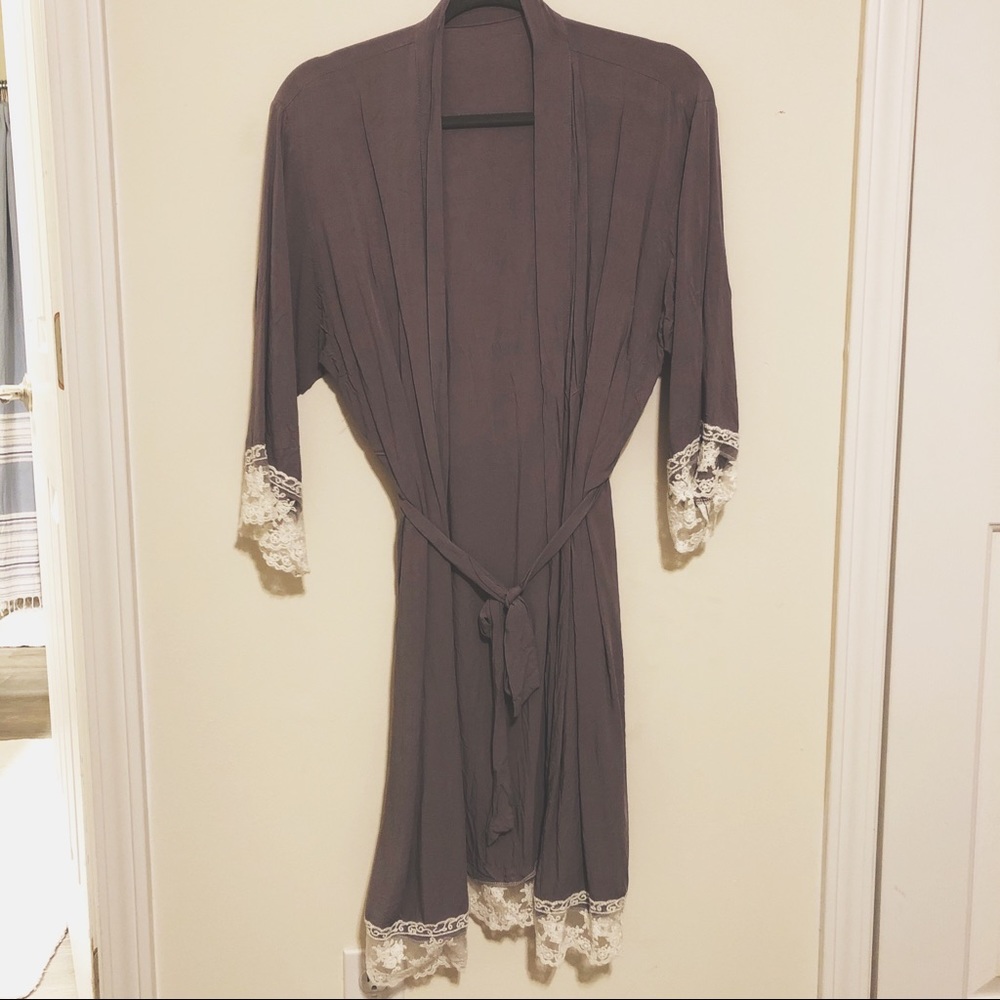Gray lace robe
